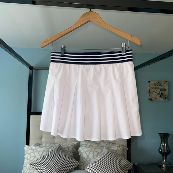 Kyodan Golf Skort White Pleated Elastic Navy Striped Waistband Stretch Small - Picture 6 of 8